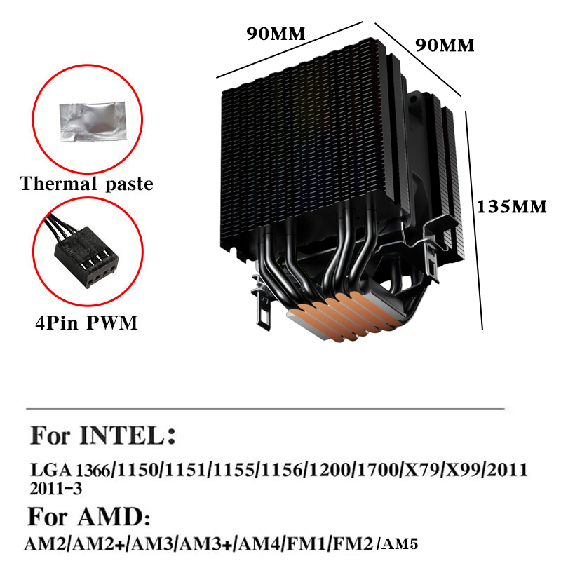 6 тепловых трубок Процессорный – обзор и цена Cpu Heatsink